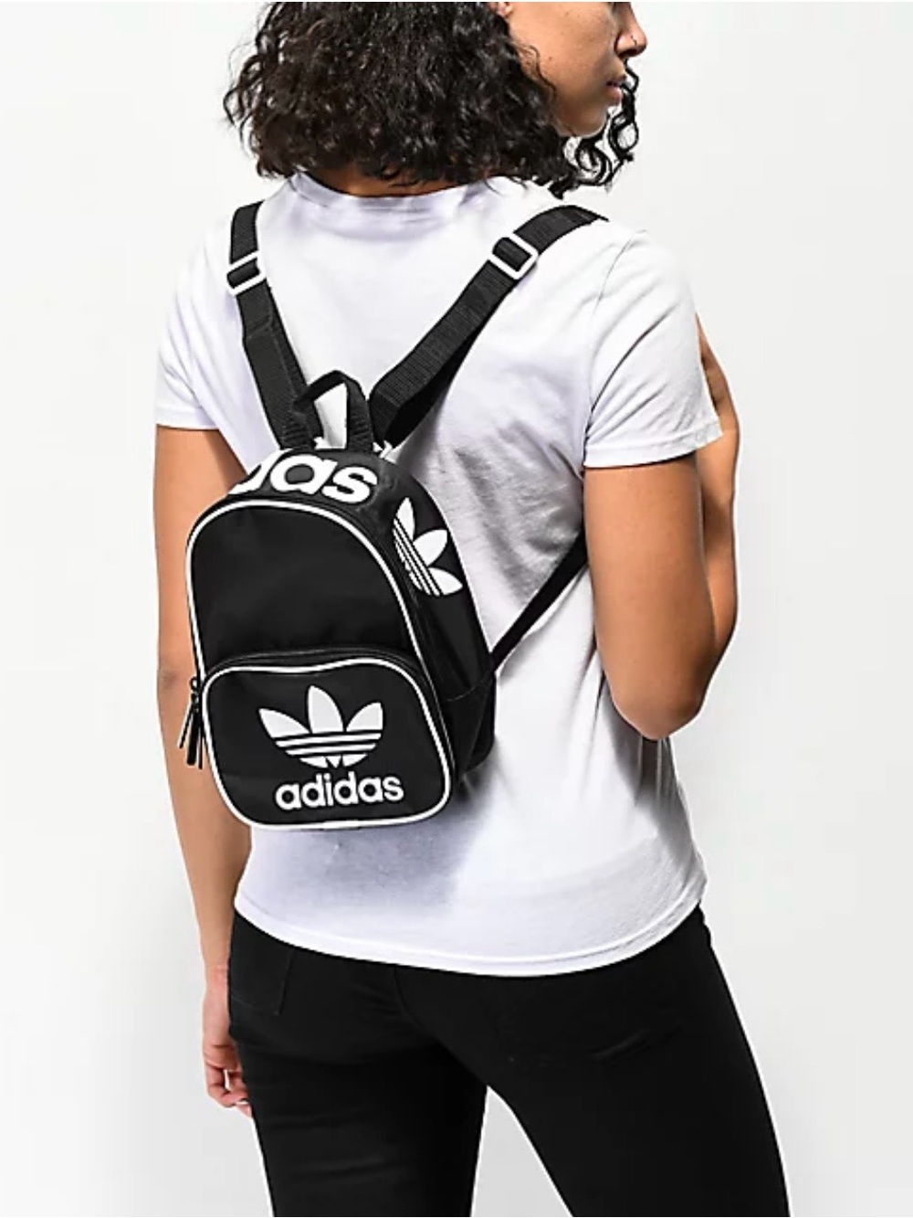 adidas Black and White Mini Trefoil Backpack